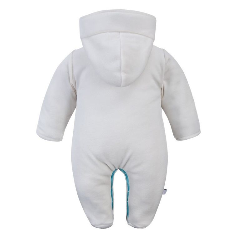 Kombinezon przejściowy dziewczęcy z kapturem, ocieplany, biały, Eevi