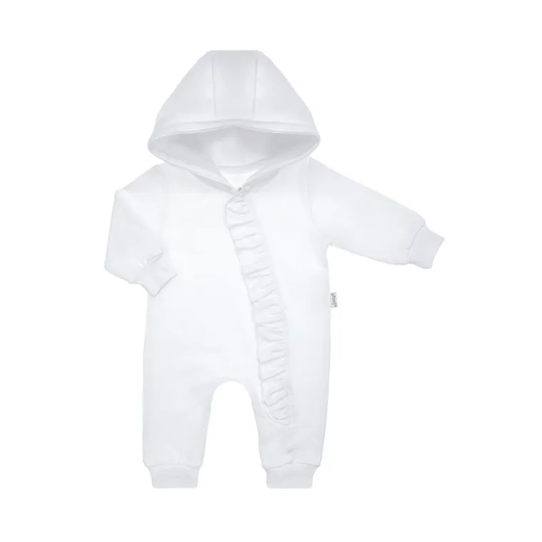 Kombinezon przejściowy dziewczęcy z kapturem, ocieplany, biały, Nicol