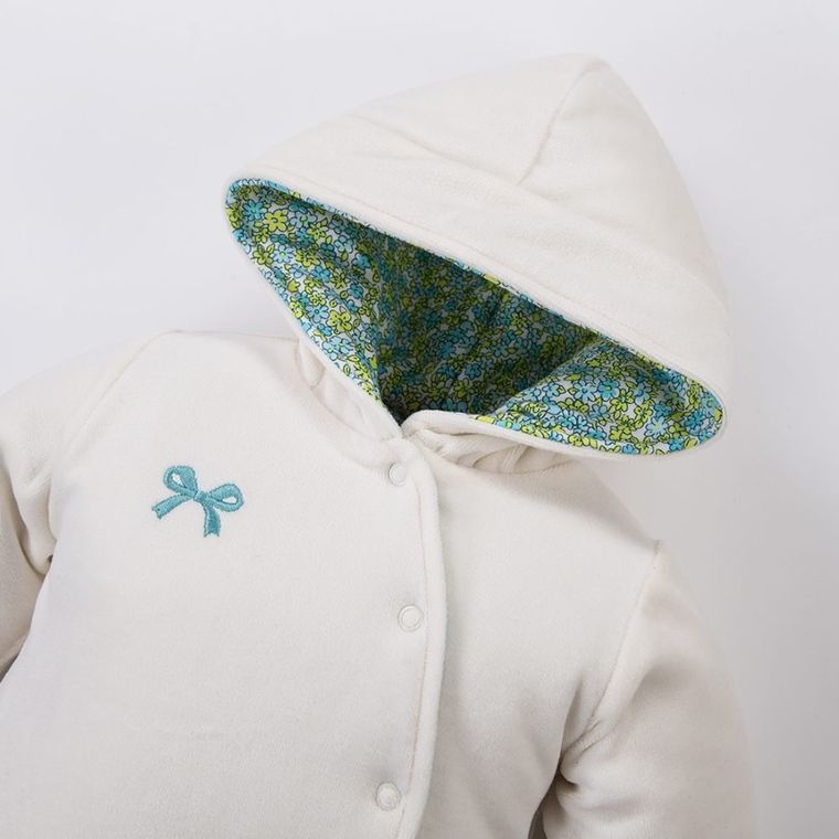 Kombinezon przejściowy dziewczęcy z kapturem, ocieplany, ecru, Eevi