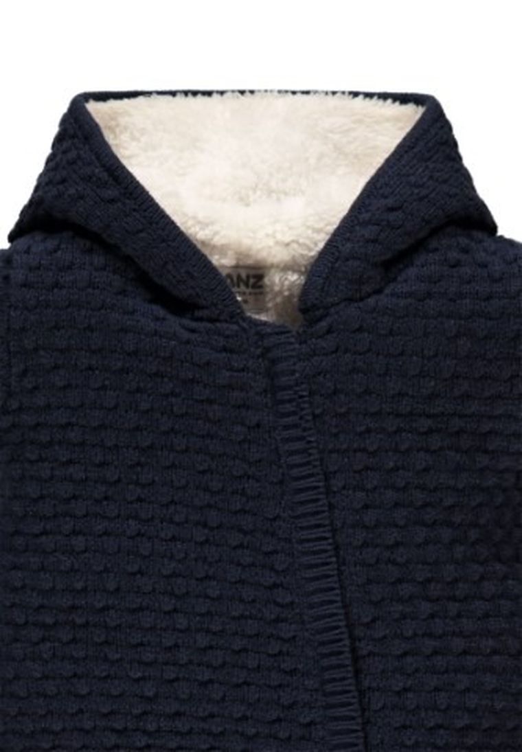 Kombinezon przejściowy dziewczęcy z kapturem, ocieplany, granatowy, Kanz