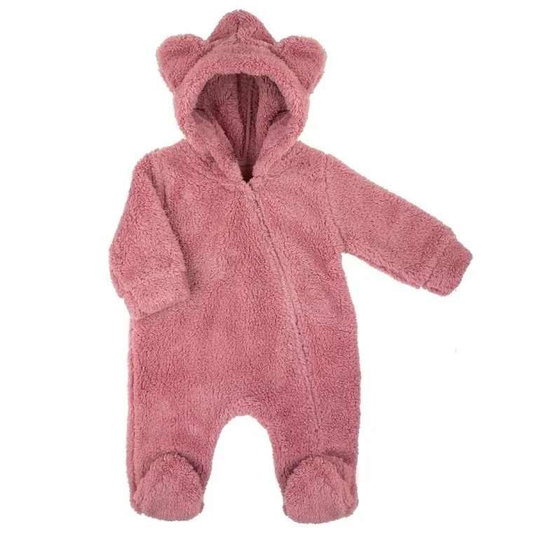 Kombinezon przejściowy dziewczęcy z kapturem, ocieplany, różowy, Nicol