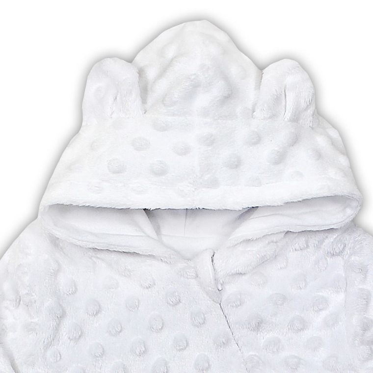 Kombinezon przejściowy niemowlęcy z kapturem, ocieplany, biały, minky, Nicol