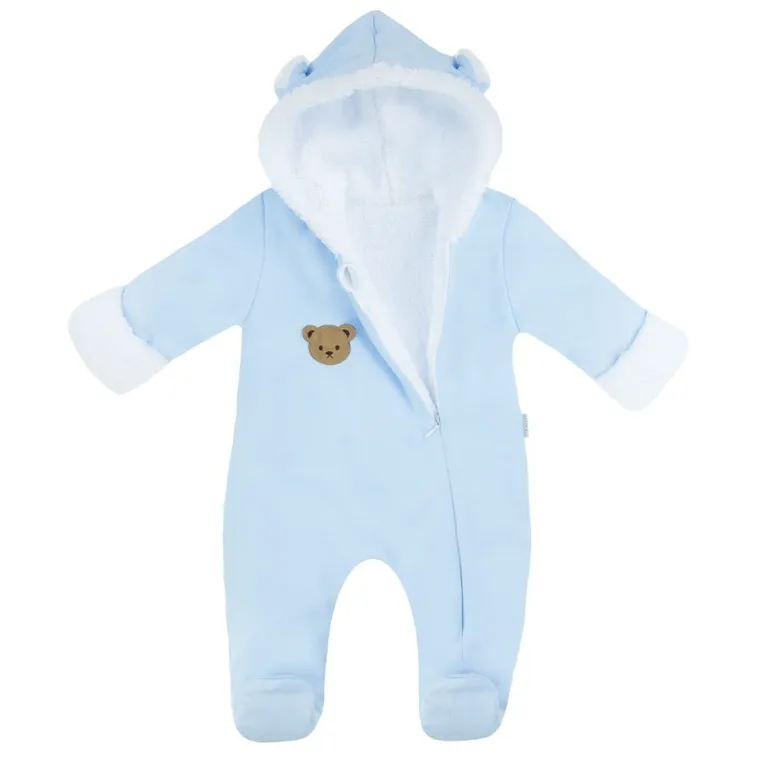 Kombinezon przejściowy niemowlęcy z kapturem, ocieplany, niebieski, Nicol