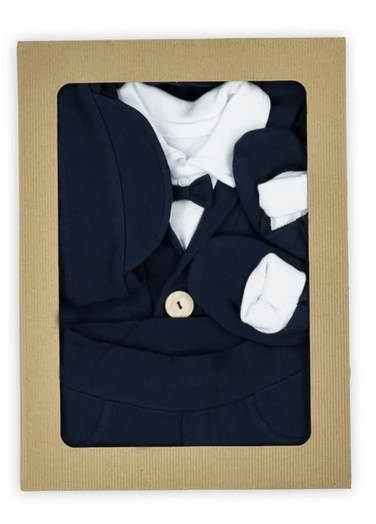 Komplet chłopięcy 5-częściowy, biało-granatowy, Nicol