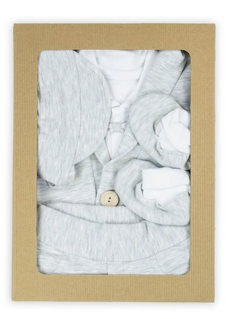 Komplet chłopięcy 5-częściowy, biało-szary, Nicol