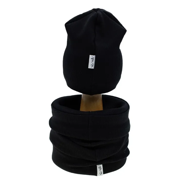 Komplet chłopięcy, Czapka, Komin, czarny, Nicol