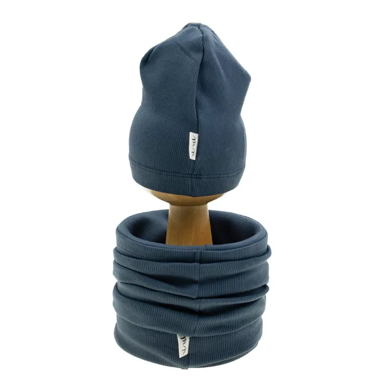 Komplet chłopięcy, Czapka, Komin, granatowy, Nicol