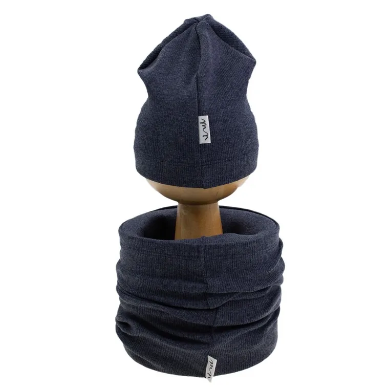 Komplet chłopięcy, Czapka, Komin, granatowy, Nicol