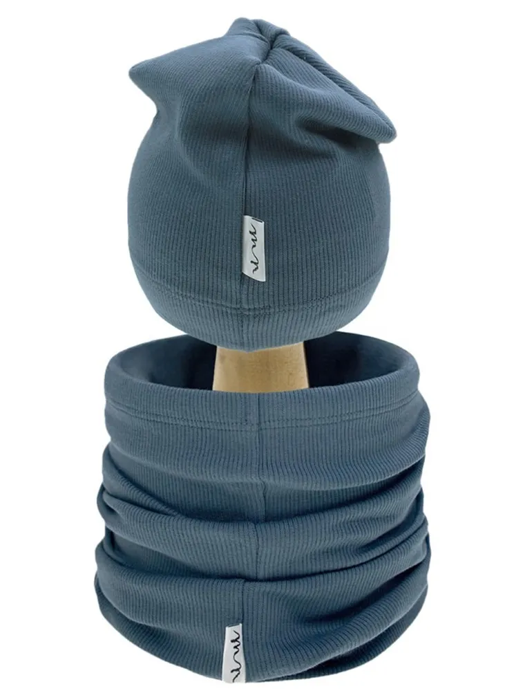 Komplet chłopięcy, Czapka, Komin, niebieski, Nicol