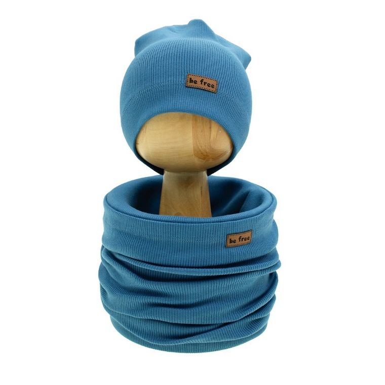 Komplet chłopięcy, Czapka, Komin, niebieski, Nicol