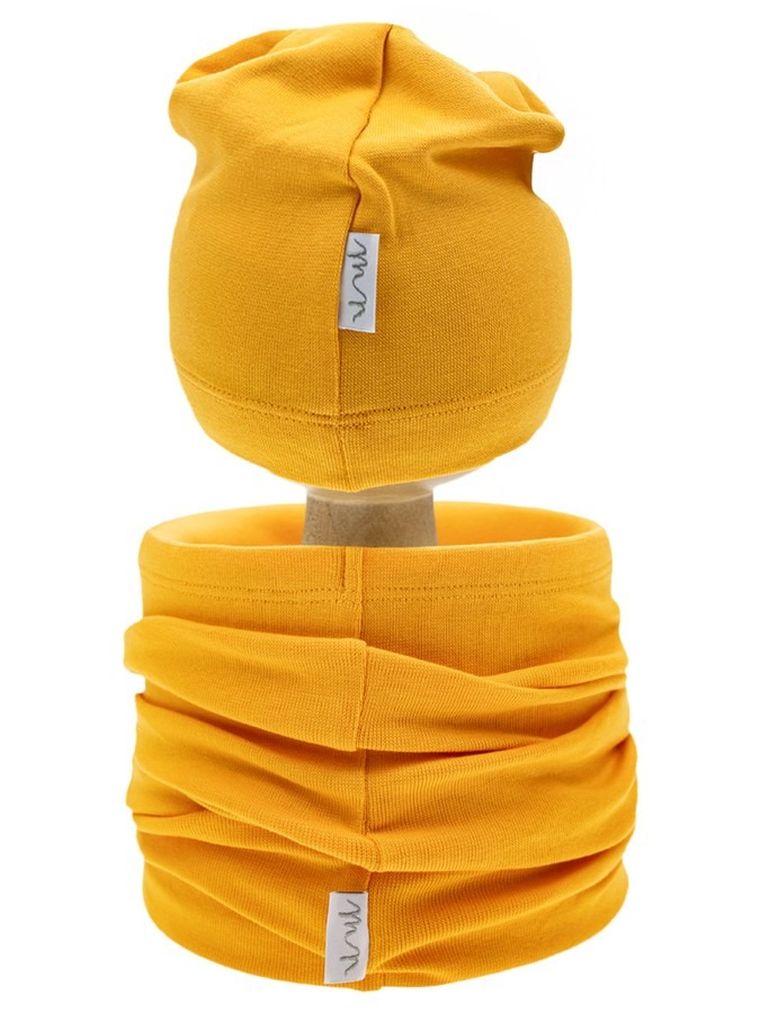 Komplet chłopięcy, Czapka, Komin, pomarańczowy, Nicol