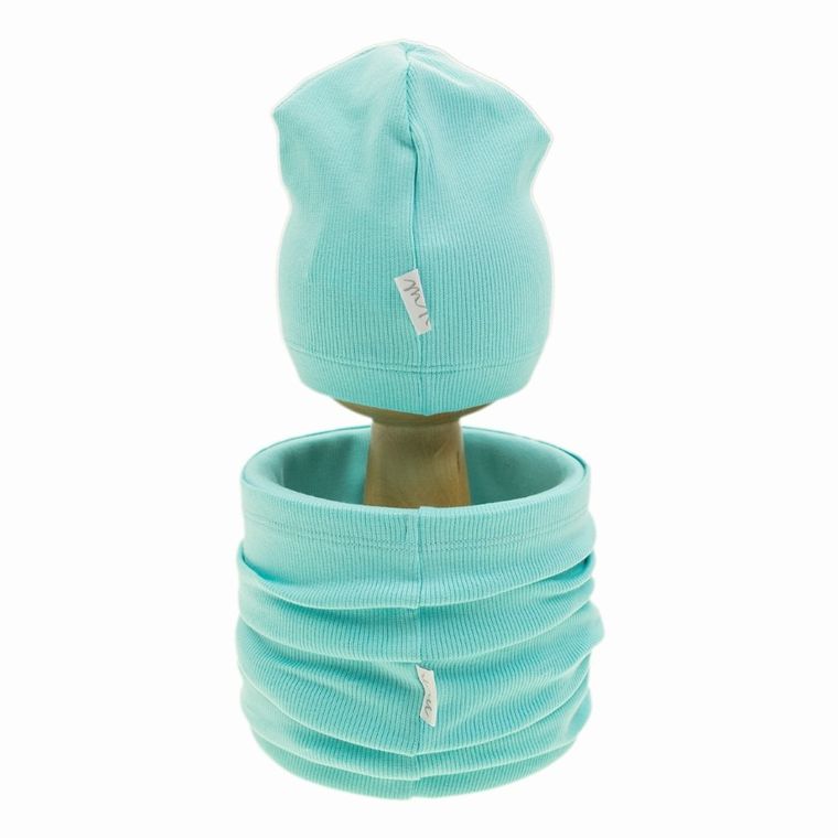 Komplet chłopięcy, Czapka, Komin, turkusowy, Nicol