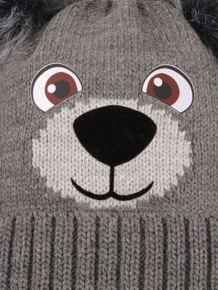 Komplet chłopięcy, Czapka z pomponami, Komin, szary, Ambra