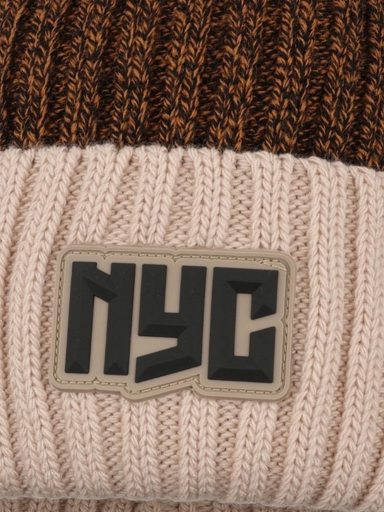 Komplet chłopięcy, Czapka z pomponem, Komin, beżowy, Ambra