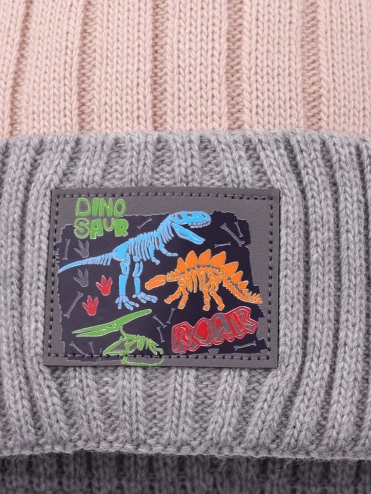 Komplet chłopięcy, Czapka z pomponem, Komin, mix, Ambra