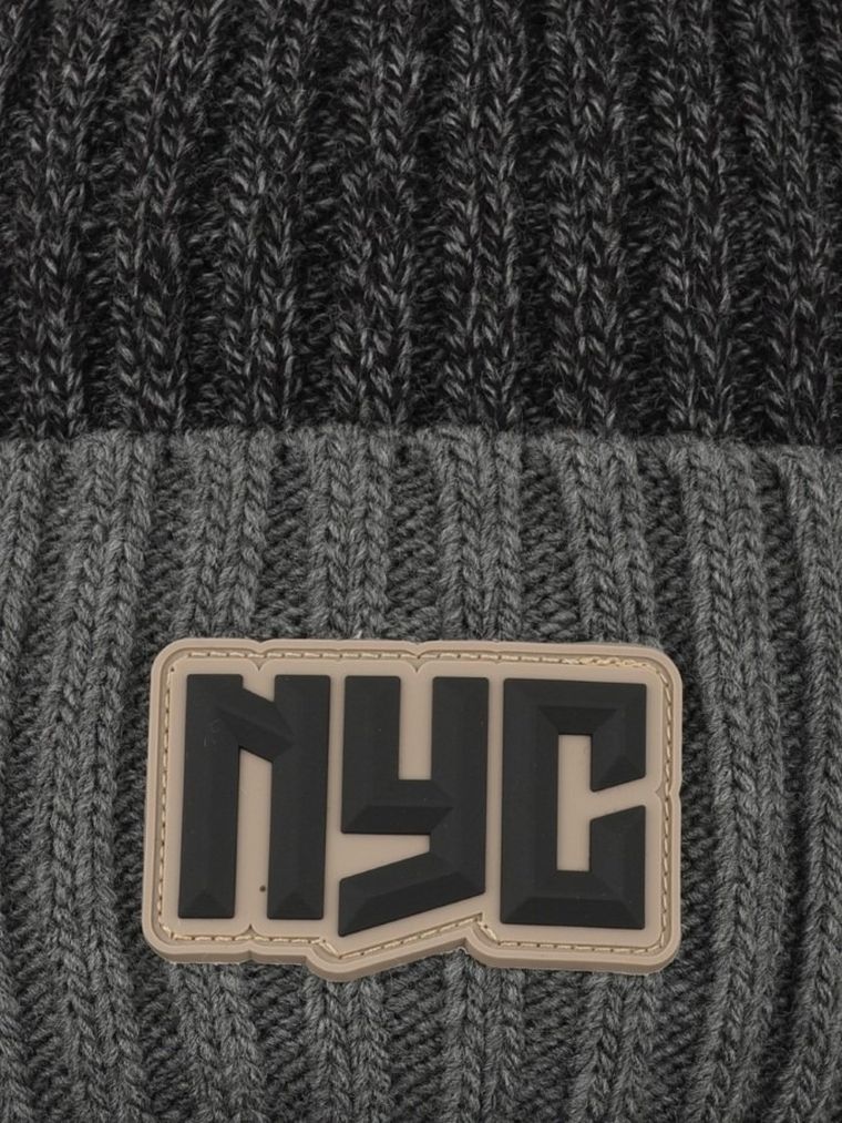 Komplet chłopięcy, Czapka z pomponem, Komin, szary, Ambra