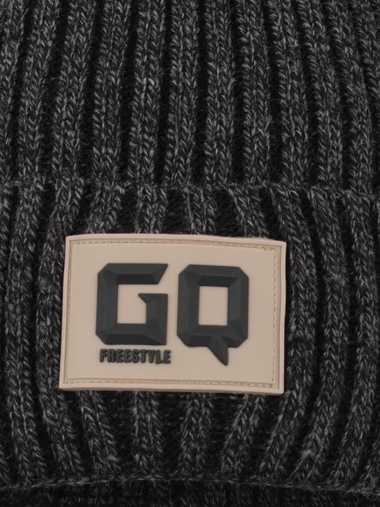 Komplet chłopięcy, Czapka z pomponem, Komin, szary, Ambra