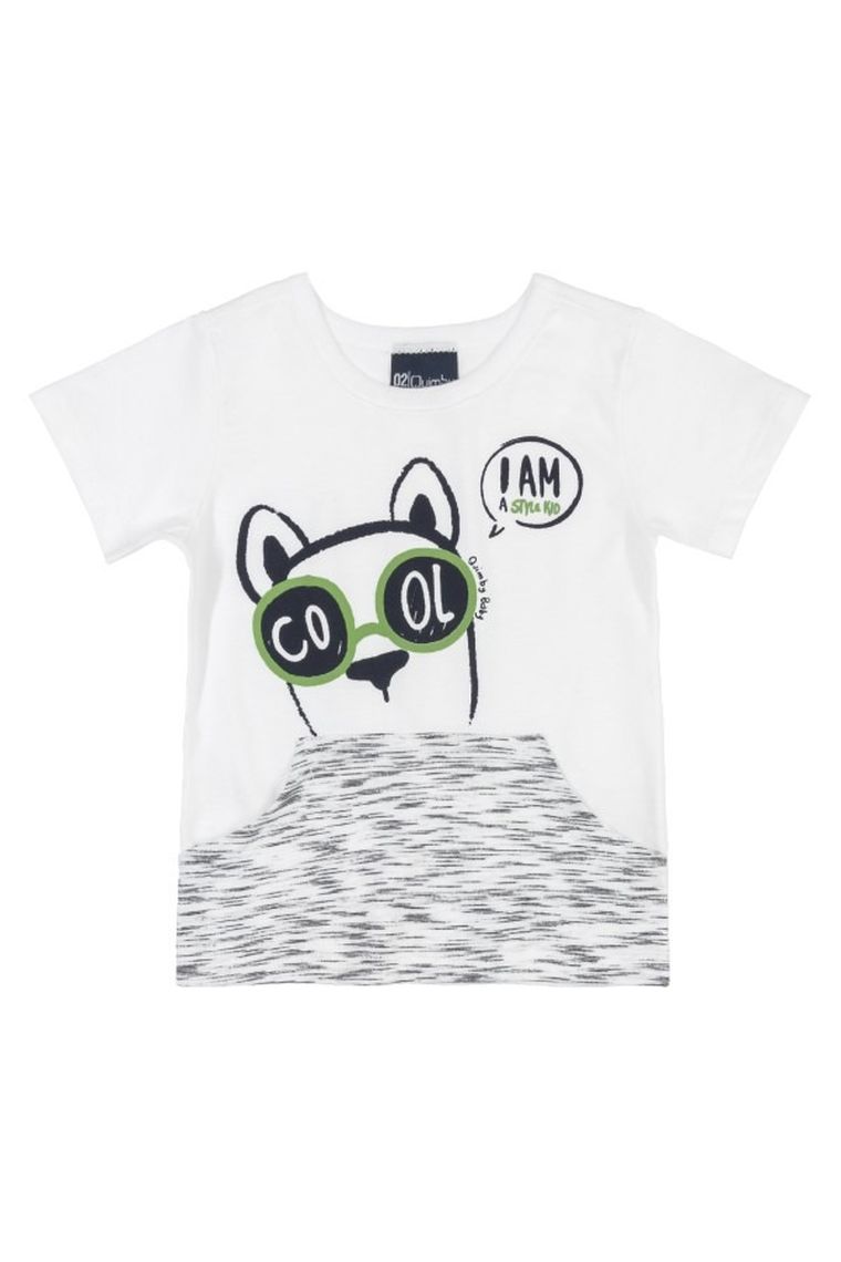 Komplet chłopięcy, T-shirt, Szorty, biało-granatowy, Quimby