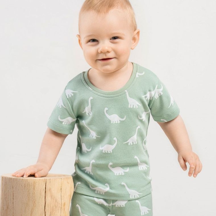 Komplet chłopięcy, T-shirt, Szorty, miętowy, Nicol