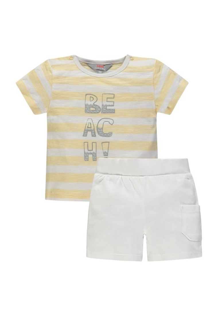 Komplet chłopięcy, T-shirt, Szorty, żółty, Kanz