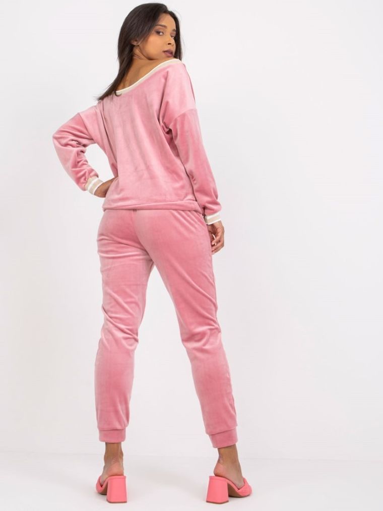 Komplet damski, Bluza, Spodnie, różowy, Rue Paris
