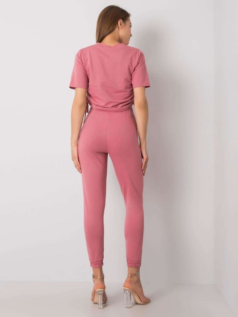 Komplet damski, Bluza, Spodnie, różowy, Rue Paris