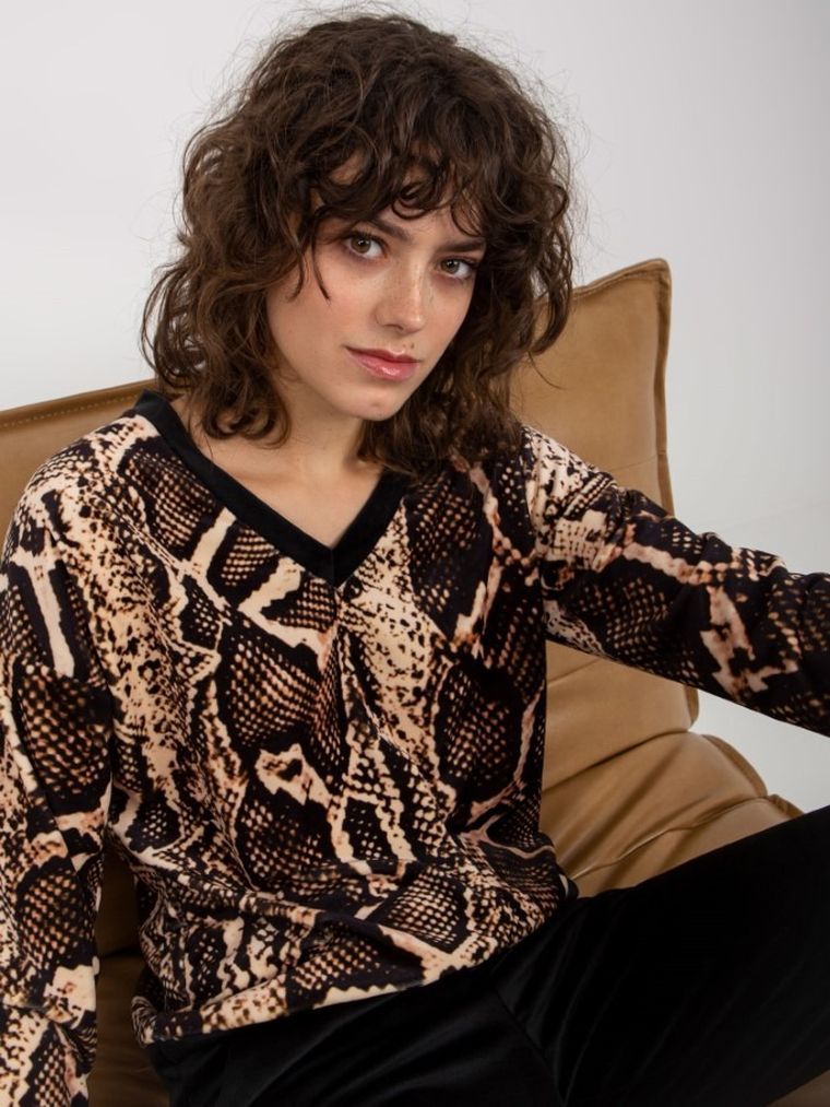 Komplet damski, Bluza, Spodnie, welurowy, mix, Rue Paris