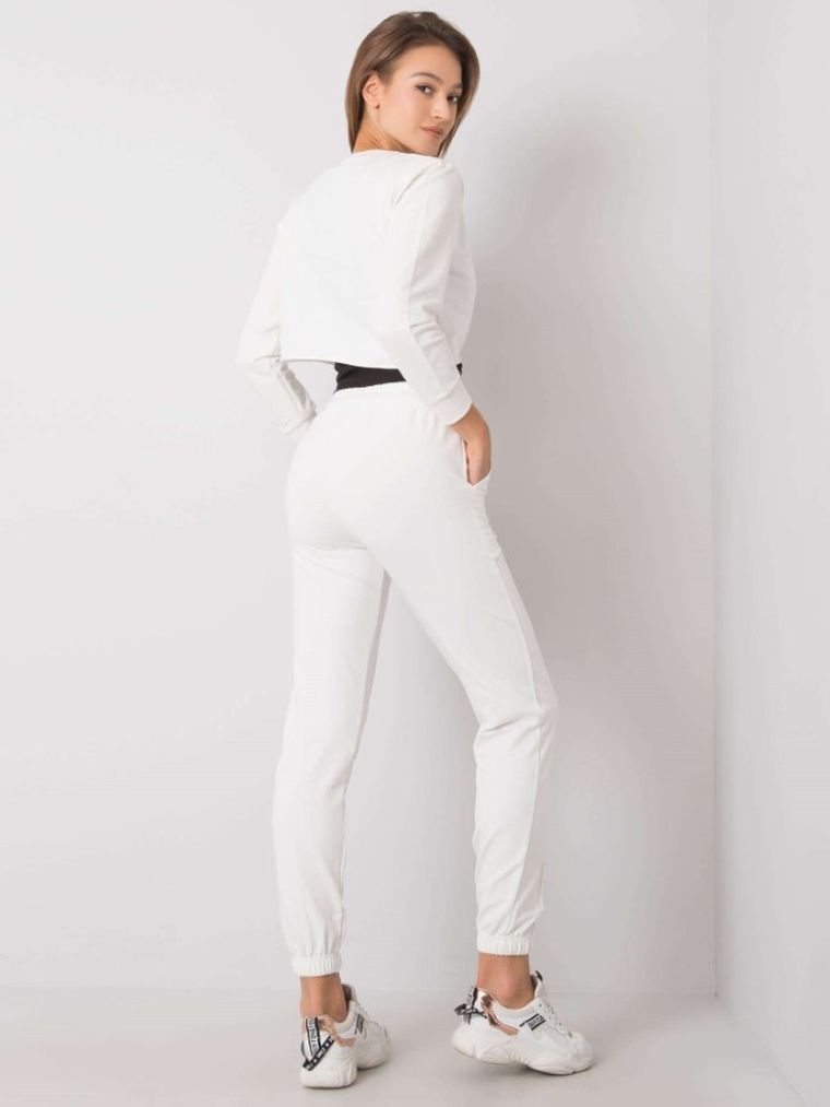 Komplet damski, Bluza, Top, Spodnie dresowe, ecru, Rue Paris