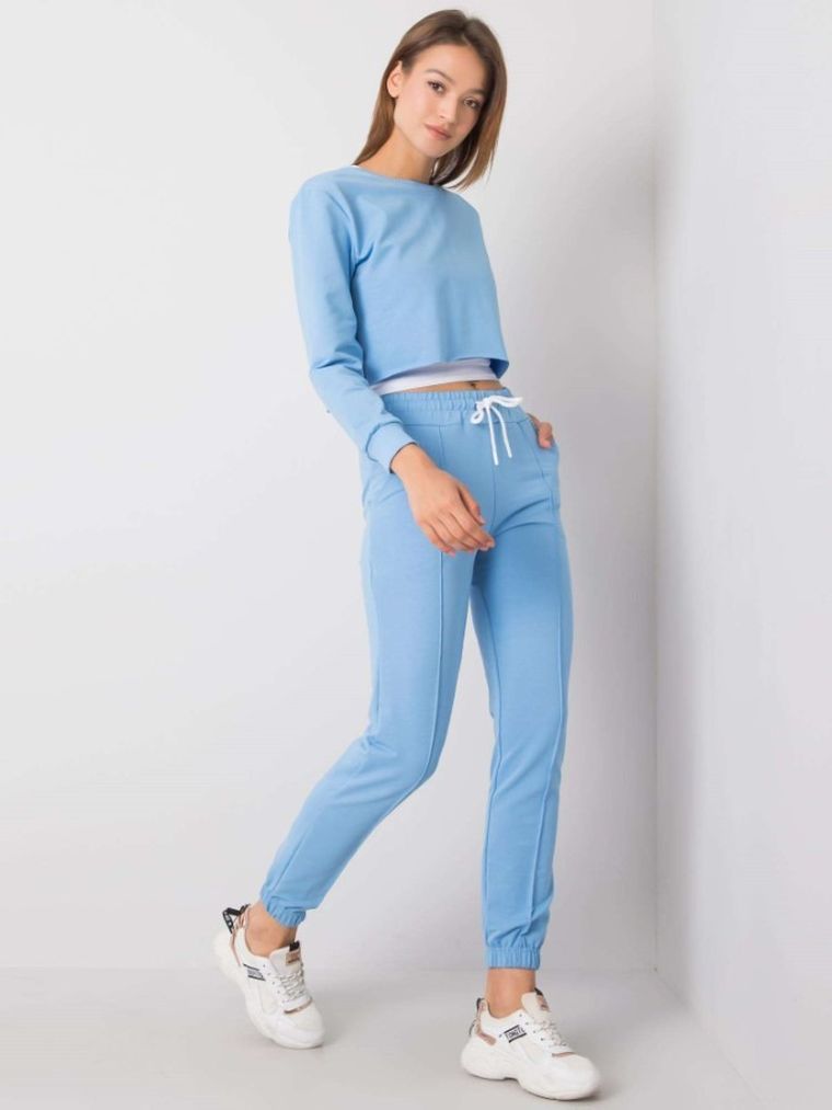 Komplet damski, Bluza, Top, Spodnie dresowe, niebieski, Rue Paris