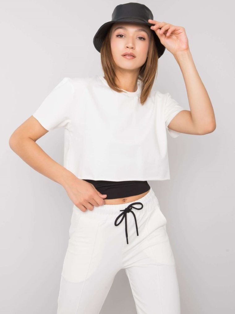 Komplet damski, Bluza, Top, Spodnie, ecru, Rue Paris