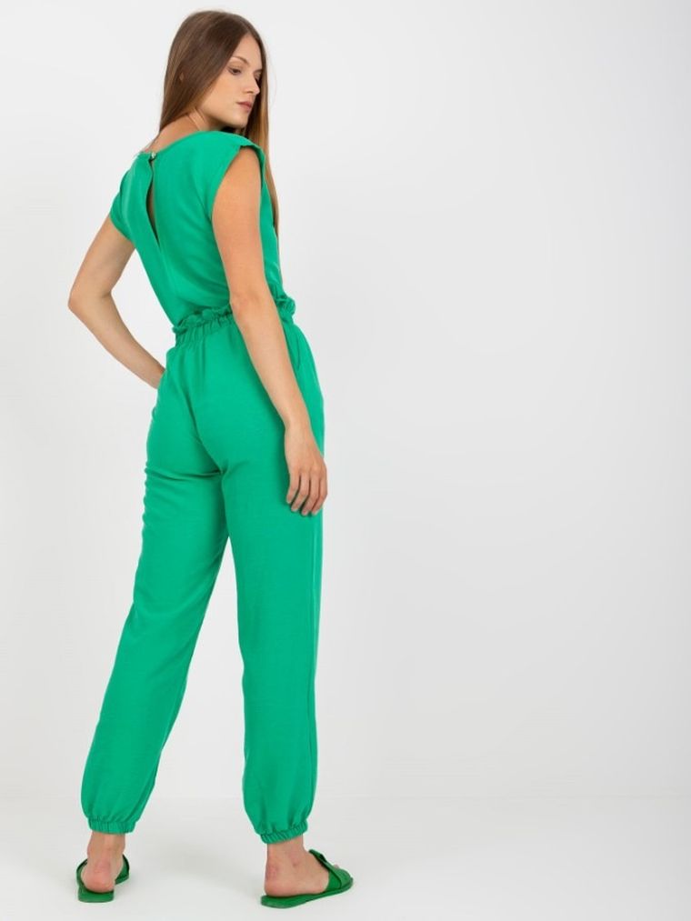 Komplet damski, Bluzka z krótkim rękawem, Spodnie dresowe, zielony, Rue Paris