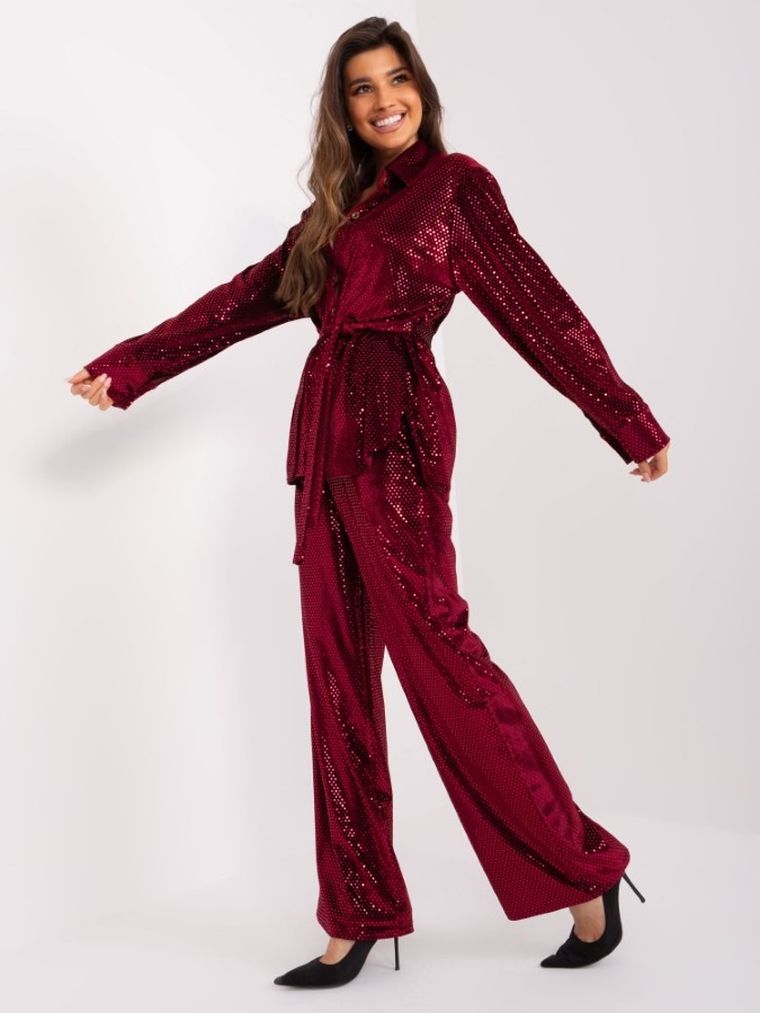 Komplet damski, bordowy, Lakerta