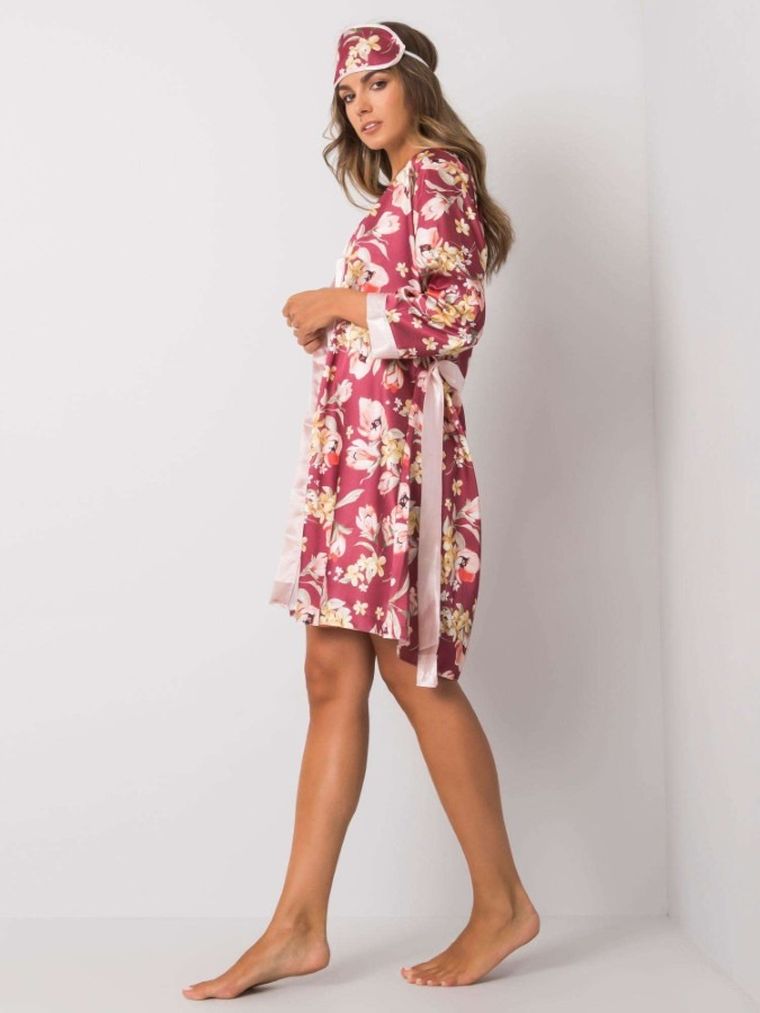 Komplet damski, Koszula nocna bez rękawów, Szlafrok, różowy, Xsapienza