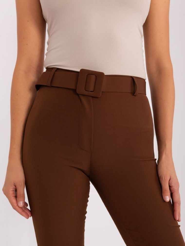 Komplet damski, Spodnie materiałowe, Kamizelka, brązowy, Italy Moda