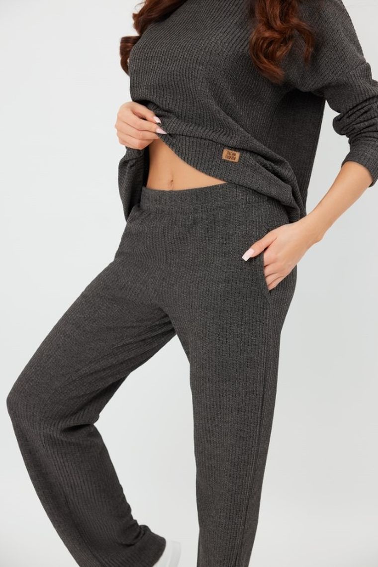 Komplet damski, Sweter, Spodnie, szary, Avira, Italian Fashion