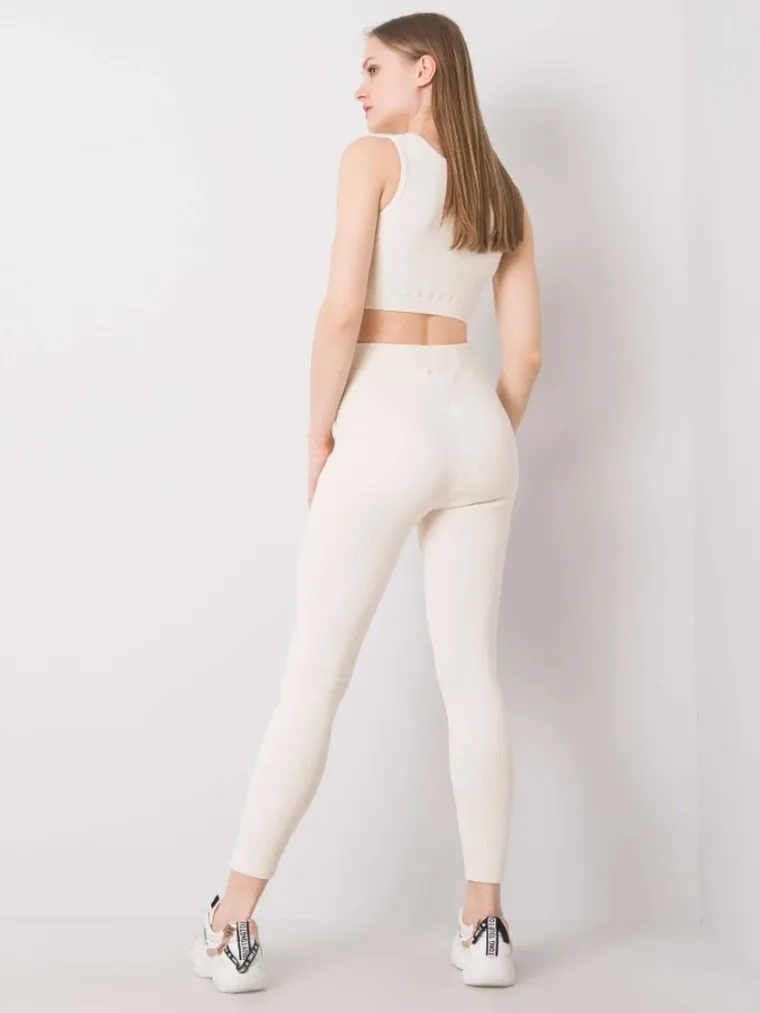 Komplet damski, Top, Legginsy, ecru, Rue Paris