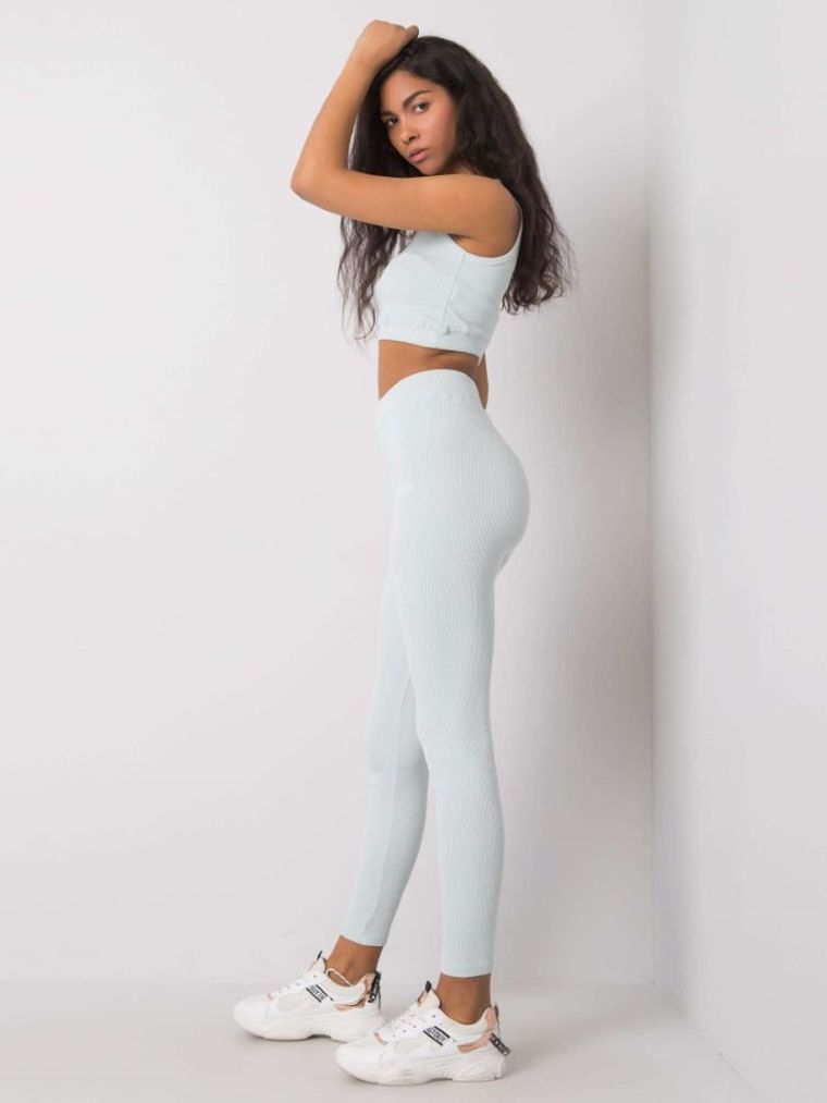 Komplet damski, Top, Legginsy, niebieski, Rue Paris