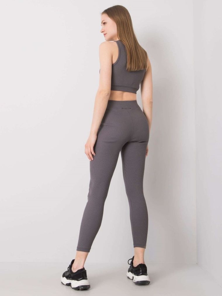 Komplet damski, Top, Legginsy, szary, Rue Paris