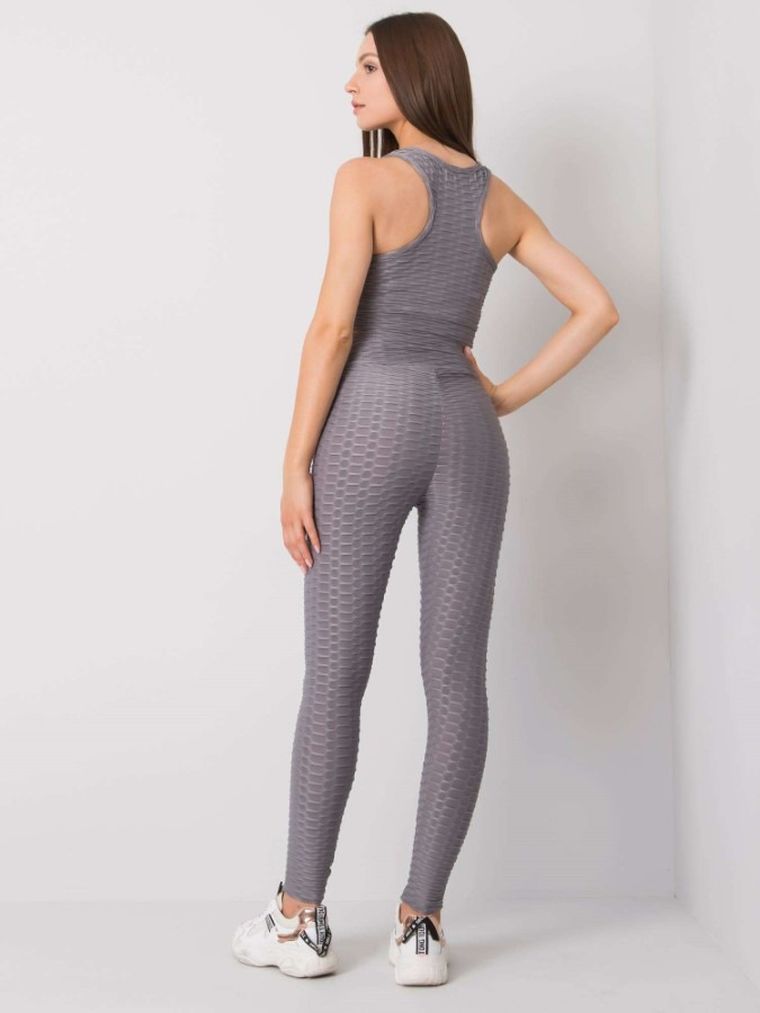 Komplet damski, Top, Legginsy, szary, Rue Paris