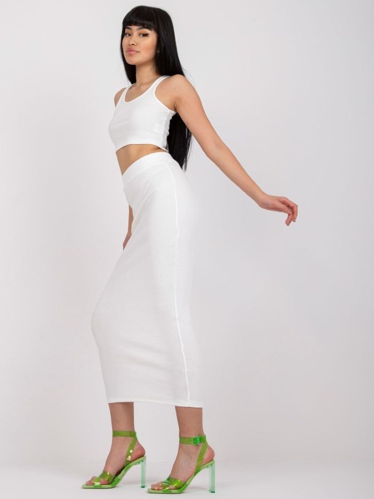 Komplet damski, Top, Spódnica, ecru, Rue Paris