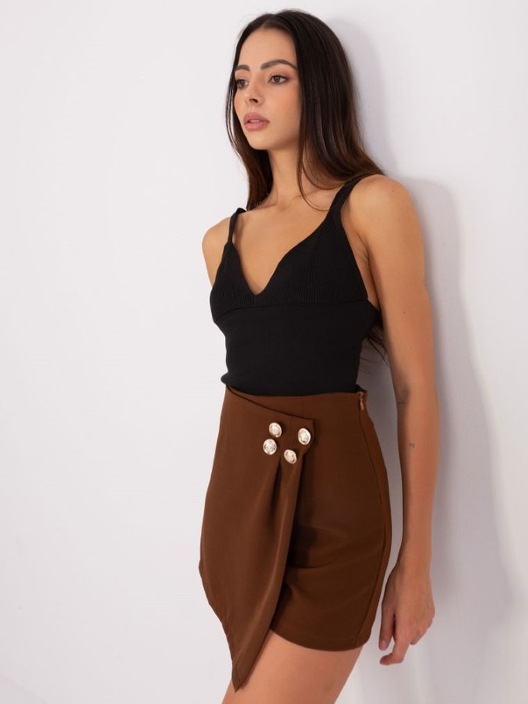 Komplet damski, Top, Szorty, brązowy, Italy Moda