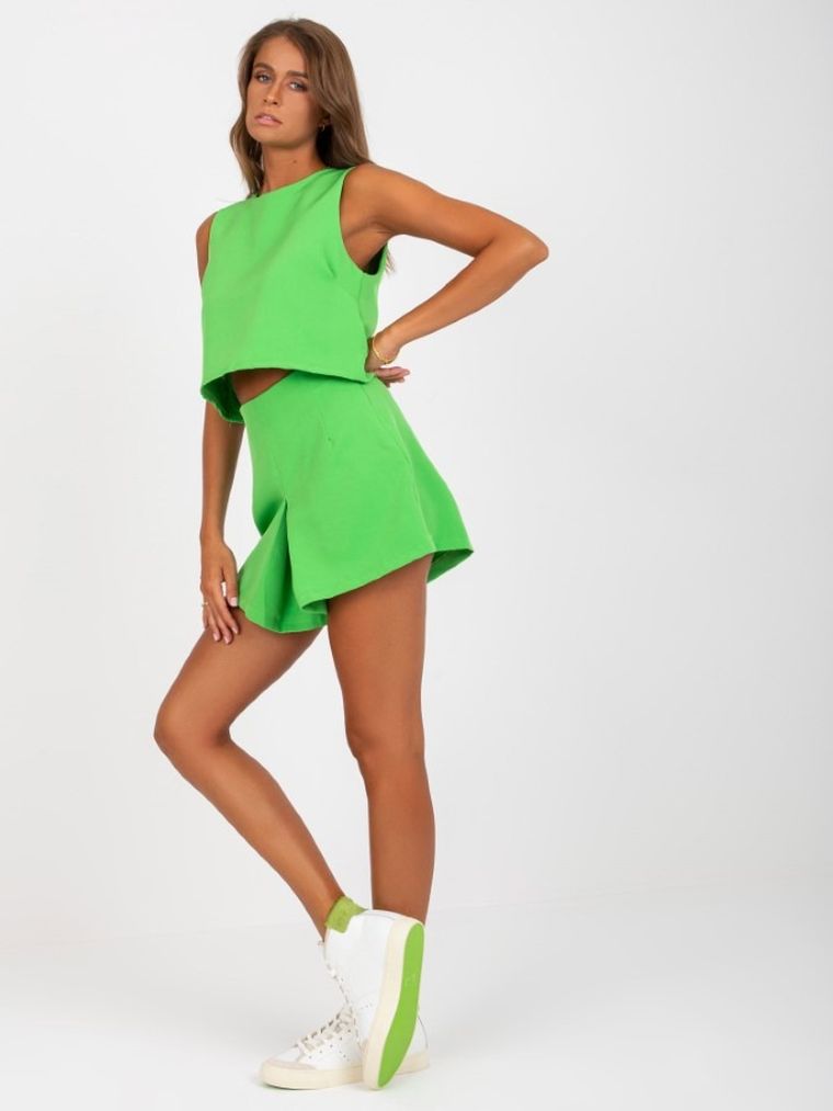 Komplet damski, Top, Szorty, zielony, Italy Moda