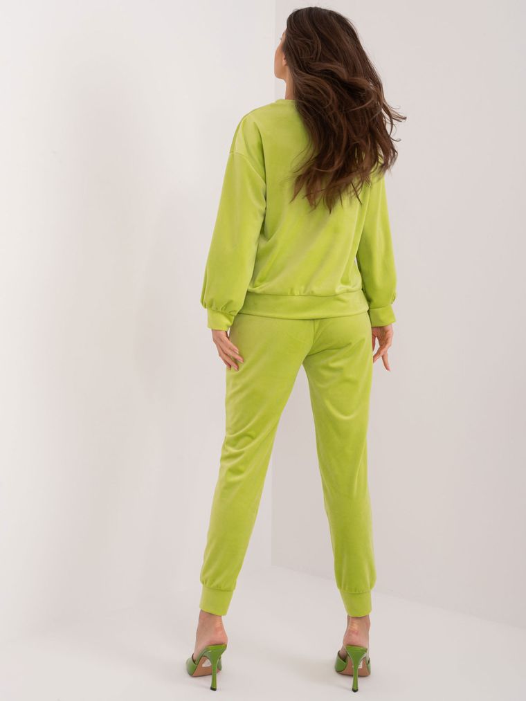 Komplet damski, welurowy, zielony, Italy Moda
