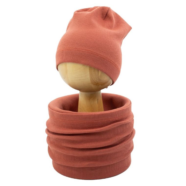 Komplet dziecięcy, Czapka, Komin, brązowy, Nicol