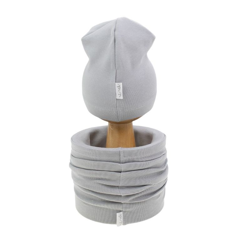 Komplet dziecięcy, Czapka, Komin, szary, Nicol