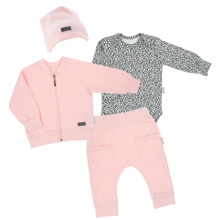 Komplet dziewczęcy, Bluza rozpinana, Body z długim rękawem, Spodnie dresowe, Czapka, mix, Nicol