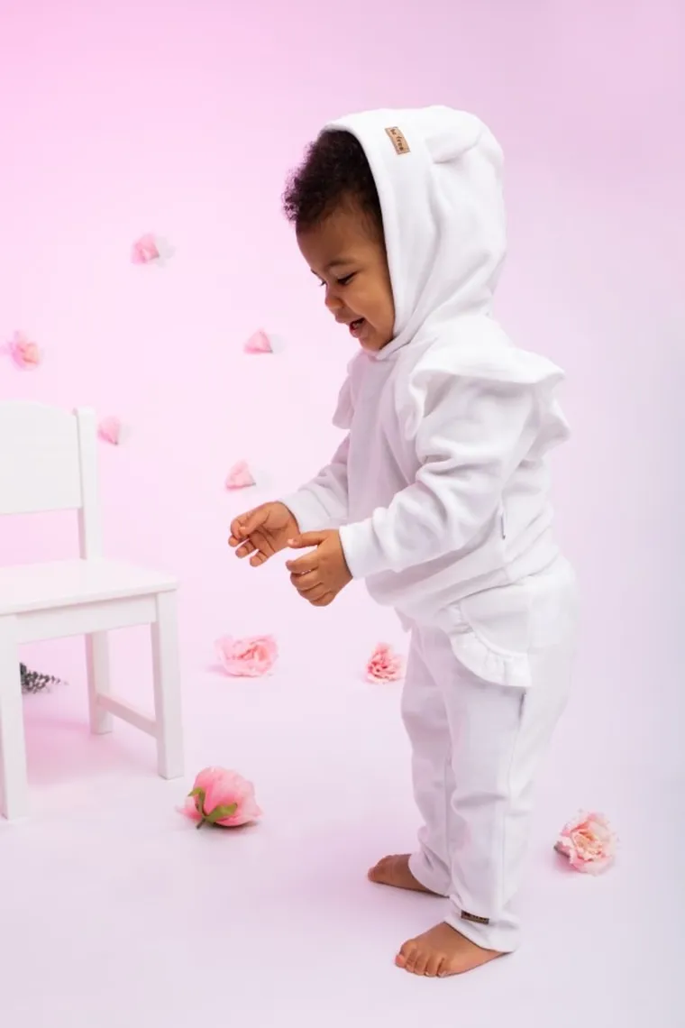 Komplet dziewczęcy, Bluza z kapturem, Spodnie dresowe, ecru, Nicol