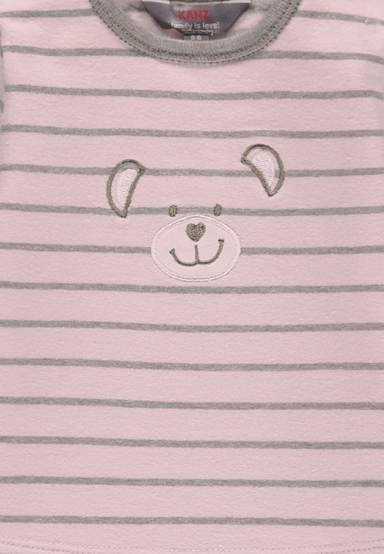 Komplet dziewczęcy, Bluzka z długim rękawem, Spodnie dresowe, różowo-szary, Kanz