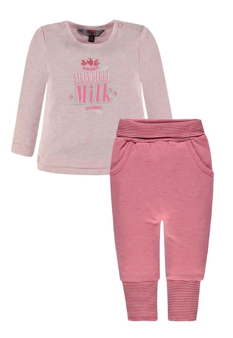 Komplet dziewczęcy, Bluzka z długim rękawem, Spodnie, różowy, Kanz