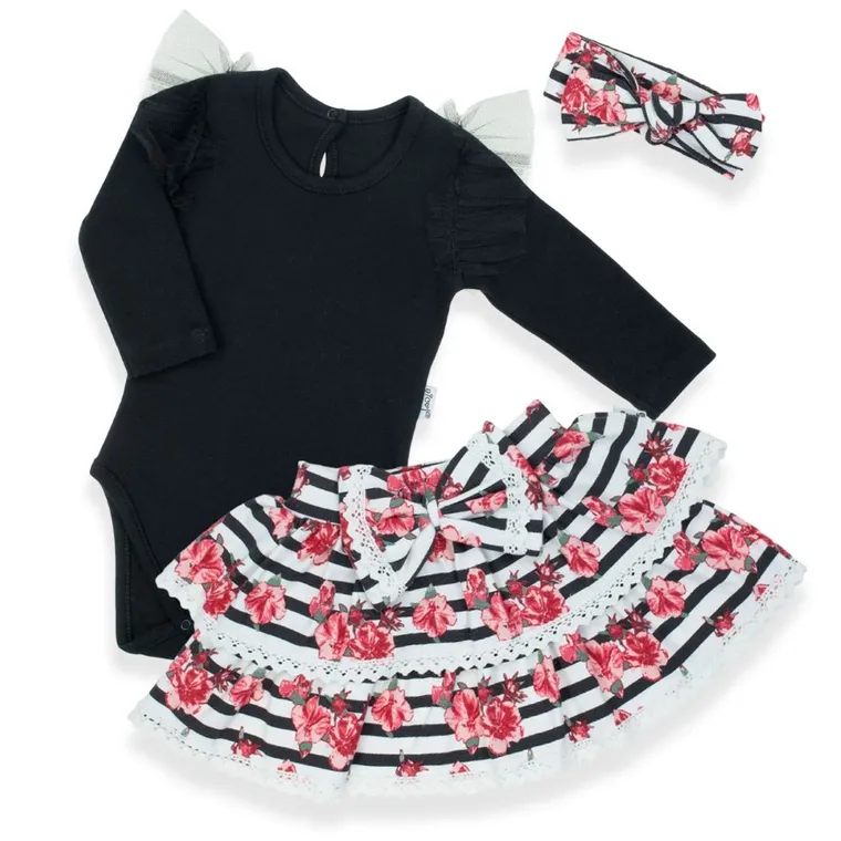 Komplet dziewczęcy, Body z długim rękawem, Spódnica, Opaska, mix, Nicol